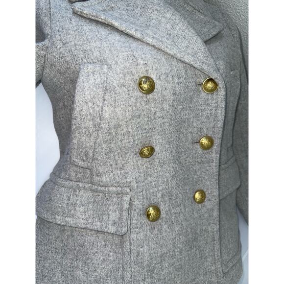 J Crew Sz 4P Majesty Peacoat Wool Blend Stadium Cloth Nello Gori Coat Gray - Picture 6 of 14